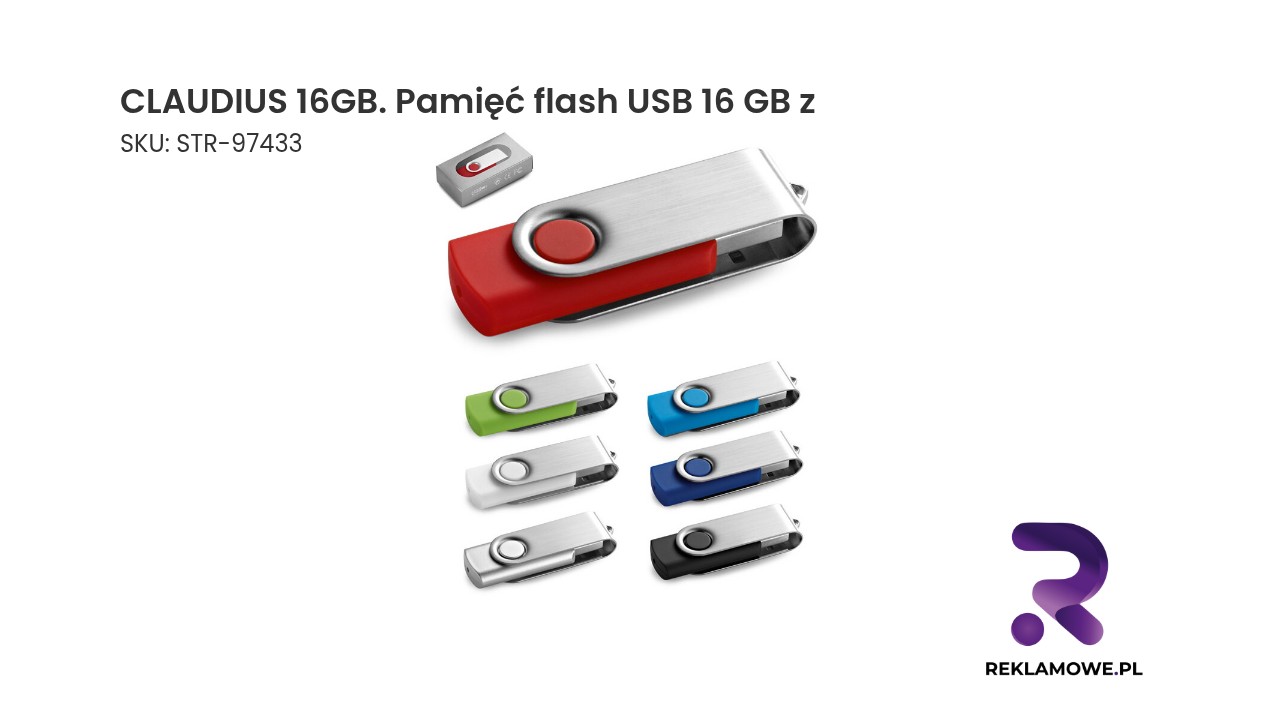 CLAUDIUS 16GB. Pamięć flash USB 16 GB z metalowym klipsem CLAUDIUS 16GB – pamięć flash USB 16 GB